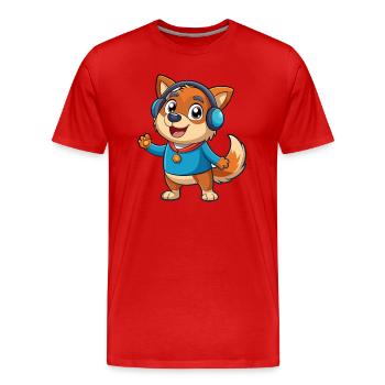 Hund Lustige Zeichentrickfigur Kopfhörer Musik - Männer Premium Bio T-Shirt - Rot - Vorne - Damien (186cm)