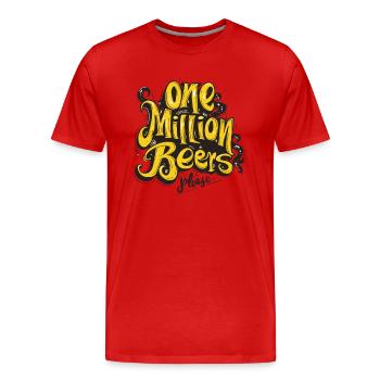 Un million de bières s’il vous plaît - Funny Beer Meme - T-shirt bio Premium Homme - rouge - Devant - Damien (186cm)