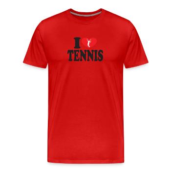 I love tennis heart - Men's Premium Organic T-Shirt - red - Front - Damien (186cm)