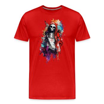 Squelette en cape rouge Jour des Morts - T-shirt bio Premium Homme - rouge - Devant - Damien (186cm)