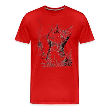 Chat avec du cannabis : le tigre domestique apprécie le joint - T-shirt bio Premium Homme - rouge - Devant - Damien (186cm)