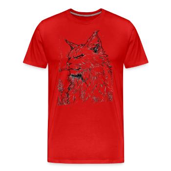 Cat with Joint: Relaxed Weed House Tiger - Men's Premium Organic T-Shirt - red - Front - Damien (186cm)