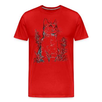 Katze mit Weed Outline: Lustiger Stubentiger - Männer Premium Bio T-Shirt - Rot - Vorne - Damien (186cm)