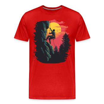 Free climbing in the Alps: Amour on the rock in the sun - Men's Premium Organic T-Shirt - red - Front - Damien (186cm)