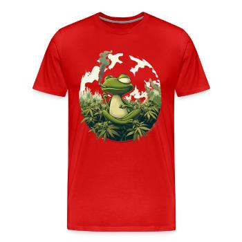 Frog in Lotus Position with Joint - Weed Frog Design - Men's Premium Organic T-Shirt - red - Front - Damien (186cm)