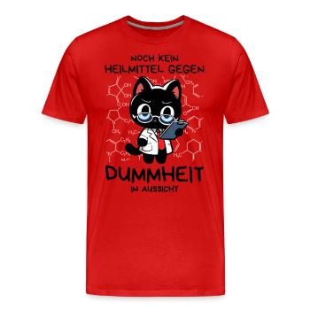 Zynische Forscherkatze – Wissenschaft ohne Gnade - Männer Premium Bio T-Shirt - Rot - Vorne - Damien (186cm)