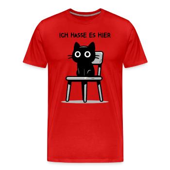 Ich hasse es hier - Süße schwarze Katze Zynisch - Männer Premium Bio T-Shirt - Rot - Vorne - Damien (186cm)