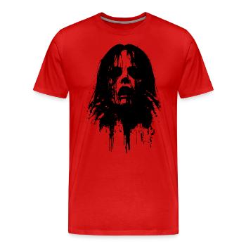 Tête de femme démoniaque aux yeux vides - T-shirt bio Premium Homme - rouge - Devant - Damien (186cm)
