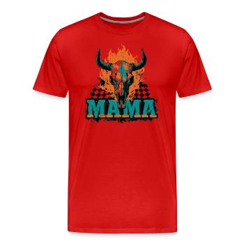 Halloween Mom Skull Flames Checkerboard Pattern - Men's Premium Organic T-Shirt - red - Front - Damien (186cm)