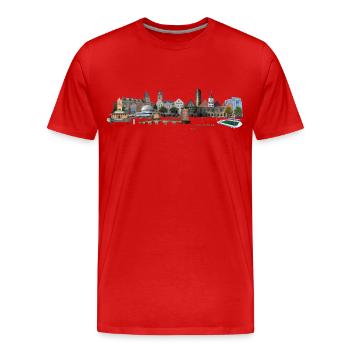 Jena Skyline - Männer Premium Bio T-Shirt - Rot - Vorne - Damien (186cm)