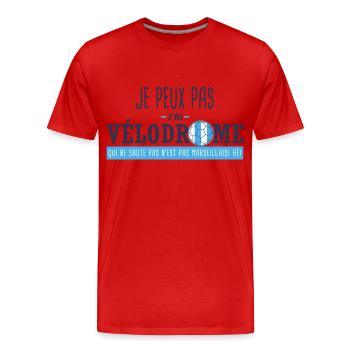 j'peux pas j'ai vélodrome Cadeau foot marseille OM - T-shirt bio Premium Homme - rouge - Devant - Damien (186cm)