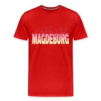 Magdebourg Allemagne Ville Police Oiseaux Skyline - T-shirt bio Premium Homme - rouge - Devant - Damien (186cm)