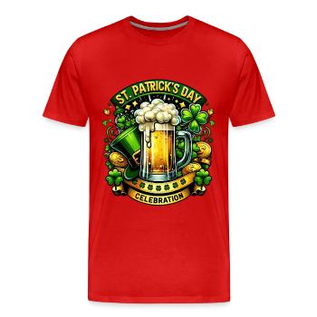 Happy St. Patricks Day - Irischer Feiertag Bier - Männer Premium Bio T-Shirt - Rot - Vorne - Damien (186cm)