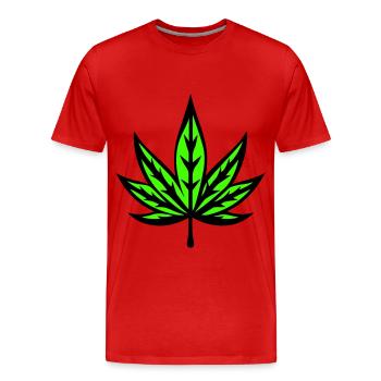 Hanfblatt Hanf Symbol Weed Cannabis - Männer Premium Bio T-Shirt - Rot - Vorne - Damien (186cm)