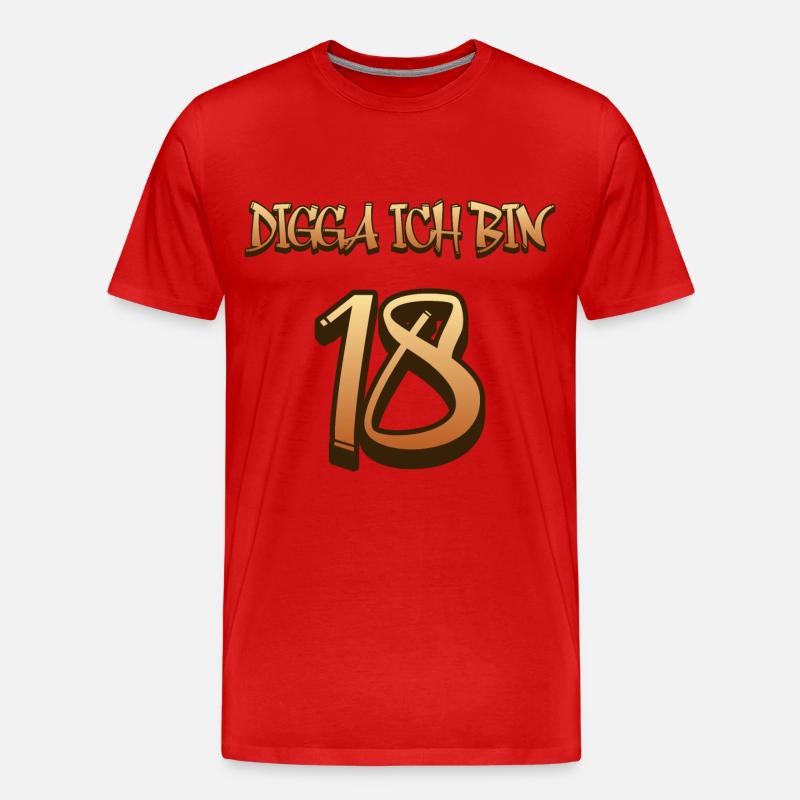Digga ich bin 18 - Männer Premium Bio T-Shirt - Rot