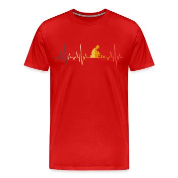 Cueilleur de champignons Heartbeat Mushrooms Retro Mushroom ECG - T-shirt bio Premium Homme - rouge - Devant - Damien (186cm)
