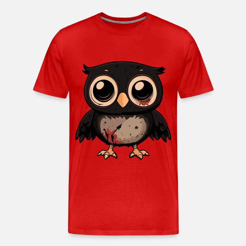 Eule Halloween Comic Lustig - Männer Premium Bio T-Shirt - Rot