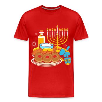 Chanukkah Hanukkah Hanukah - Männer Premium Bio T-Shirt - Rot - Vorne - Damien (186cm)