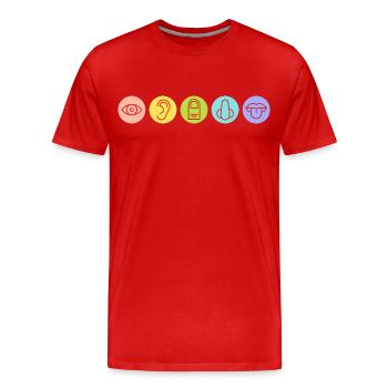 Fünf Sinne, Sinnesorgane, Medizin - Männer Premium Bio T-Shirt - Rot - Vorne - Damien (186cm)