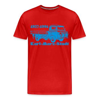 Barkas Pritsche B1000 - Männer Premium Bio T-Shirt - Rot - Vorne - Damien (186cm)