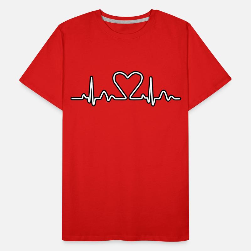 Lignes de impulsion d'électrocardiogramme de coeur T-shirt bio Premium Homme