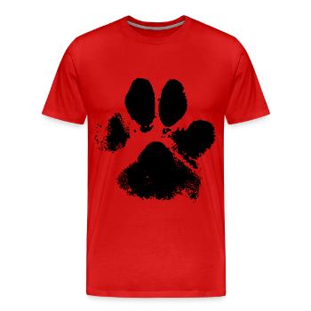 Hunde Tatze Pfotenabdruck - Männer Premium Bio T-Shirt - Rot - Vorne - Damien (186cm)