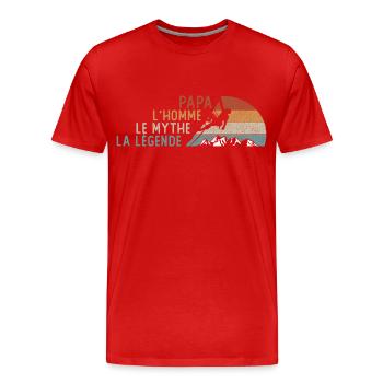papa grimpeur l'homme cadeau papa sport escalade - T-shirt bio Premium Homme - rouge - Devant - Damien (186cm)