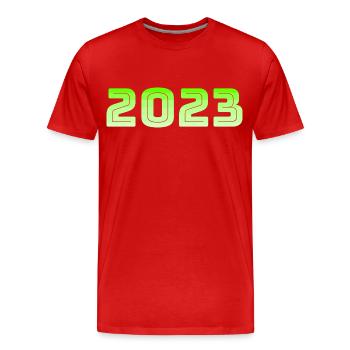 Idée cadeau du Nouvel An 2023 - T-shirt bio Premium Homme - rouge - Devant - Damien (186cm)