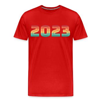 Idée cadeau du Nouvel An 2023 - T-shirt bio Premium Homme - rouge - Devant - Damien (186cm)