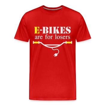 Les vélos électriques sont pour les perdants - T-shirt bio Premium Homme - rouge - Devant - Damien (186cm)