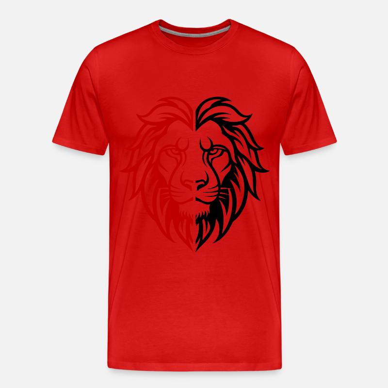 Löwe Kopf - Männer Premium Bio T-Shirt - Rot