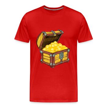 Coffre au trésor rempli d’or - T-shirt bio Premium Homme - rouge - Devant - Damien (186cm)