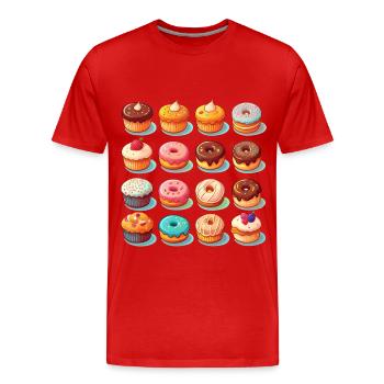Donuts, Muffins und leckeres Gebäck - Männer Premium Bio T-Shirt - Rot - Vorne - Damien (186cm)