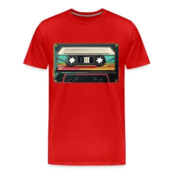 80s 90s Retro Party Carénage Cassette - T-shirt bio Premium Homme - rouge - Devant - Damien (186cm)