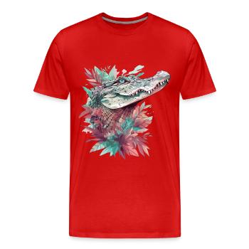 Alligator crocodile caïman reptile prédateur animal - T-shirt bio Premium Homme - rouge - Devant - Damien (186cm)