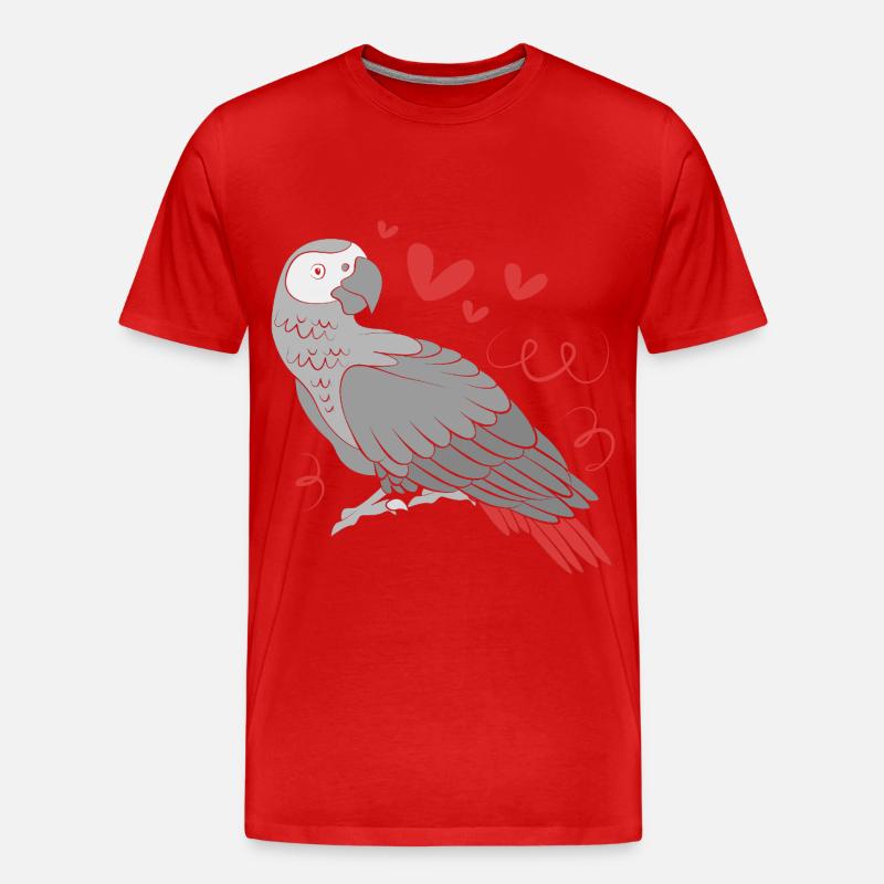 Papagei Grau - Männer Premium Bio T-Shirt - Rot