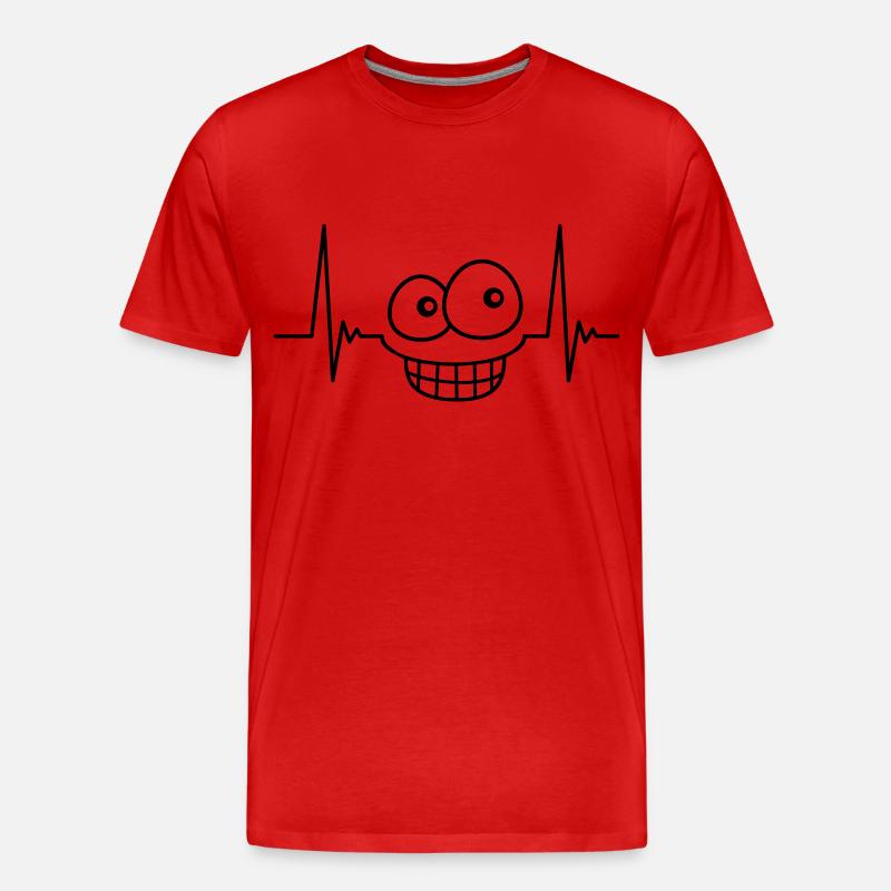 grinface_pulse_1c - Männer Premium Bio T-Shirt - Rot