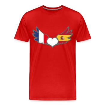 Drapeaux Français et Espagnol France Espagne - T-shirt bio Premium Homme - rouge - Devant - Damien (186cm)