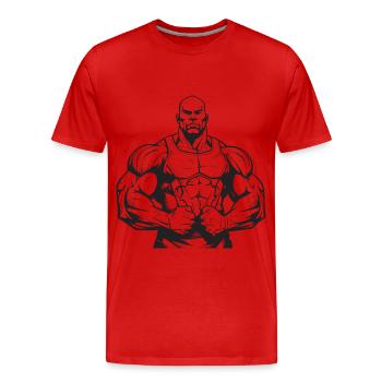 Bodybuilder Muskeln Workout Gym - Männer Premium Bio T-Shirt - Rot - Vorne - Damien (186cm)
