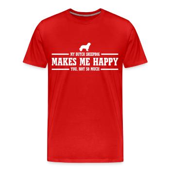Chien de berger hollandais me rend heureux chien disant Wilsigns - T-shirt bio Premium Homme - rouge - Devant - Damien (186cm)