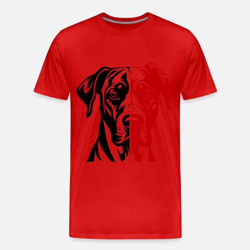 Great Dane Hund Kopf - Männer Premium Bio T-Shirt - Rot