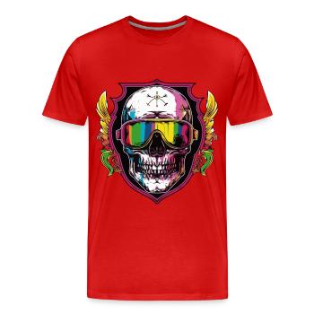 Ski Ski Goggles Skull - Men's Premium Organic T-Shirt - red - Front - Damien (186cm)