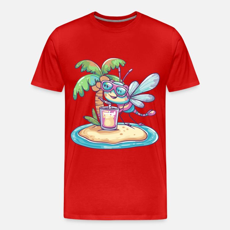 Libelle Sommer Strand Comic - Männer Premium Bio T-Shirt - Rot