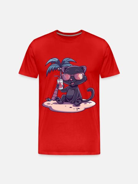 Panther Summer Beach Comic - Men's Premium Organic T-Shirt - red