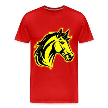 Tête de cheval - T-shirt bio Premium Homme - rouge - Devant - Damien (186cm)