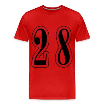 28 Symbole numérique - T-shirt bio Premium Homme - rouge - Devant - Damien (186cm)