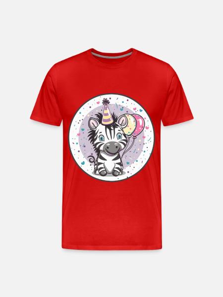 Zebra Birthday Baby - Men's Premium Organic T-Shirt - red