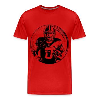 American Football Man - Men's Premium Organic T-Shirt - red - Front - Damien (186cm)