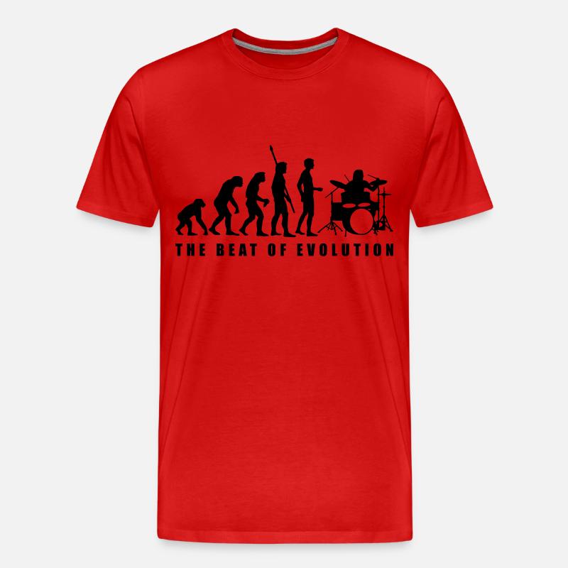evolution_drummer_c_1c - Männer Premium Bio T-Shirt - Rot