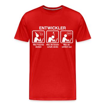 Entwickler - What my friends think I do - Männer Premium Bio T-Shirt - Rot - Vorne - Damien (186cm)